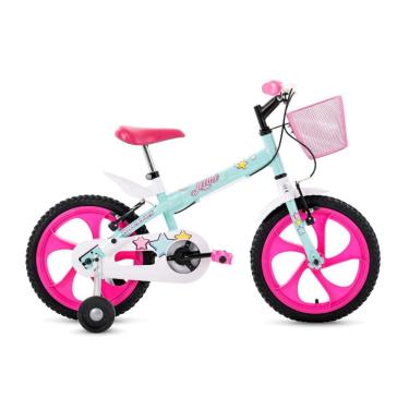 Imagem de Bicicleta Menina Infantil com cestinha e rodinha Verde Esmeralda Houston