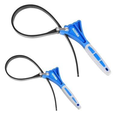 Imagem de ACOSEA Chave de alça, pacote com 2 chaves de filtro de óleo com diâmetro de 15 cm e 10 cm, alça de borracha resistente, abridor de jarras, filtro de água, encanamento, chave de pia e ferramenta de