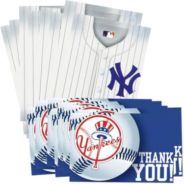 Imagem de Conjunto de cartões de agradecimento e convite de festa "New York Yankees Major League Baseball Collection"