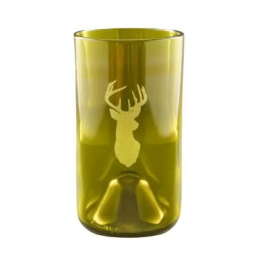 Imagem de Buck Wine Bottle Copos de beber reciclados - borda polida de fogo suave (conjunto de 2) Buck Gift - Copo de vidro - Copo de água - Copo de tequila de uísque de vinho - Copo - Copos reciclados