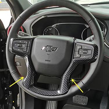Imagem de ZiWen Nova capa de volante com estampa de fibra de carbono para Chevrolet Silverado 1500 2500 3500 Tahoe (impressão de fibra de carbono)