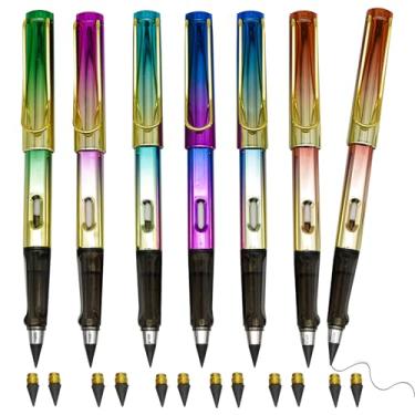 Imagem de Lopenle Lápis sem tinta eternos deslumbrantes – Lápis coloridos infinitos eternos com 12 pontas para escola e escritório
