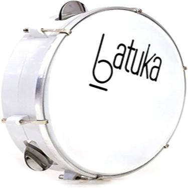 Imagem de Pandeiro 10 Abs Branco Plat Inox Pele Leitosa 06 Afin Sples Batuka