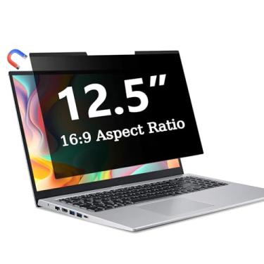 Imagem de ZOEGAA Filtro magnético de privacidade para laptop de 12,5 polegadas, para tela widescreen removível e reutilizável 16:9, tela de privacidade de laptop de 12,5 polegadas e protetor antiespião anti-luz