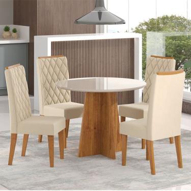Imagem de Mesa de Jantar Redonda Keti Com 4 Cadeiras Iza Cobre/Bege/Vd Off White - Casa Giulia