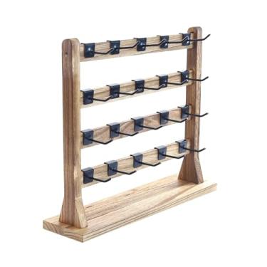 Imagem de Fancyes Brincos de madeira expositor jóias rack com ganchos orelha parafuso prisioneiro titular rack organizador jóias para brinco cartões vaidade, 4º nível