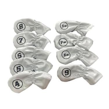 Imagem de Generic 9 pçs ferro de golfe headcovers luvas protetoras de ferro de golfe, anti risco elegante clube de golfe cabeça cobre protetores de cabeça de ferro de, cinza