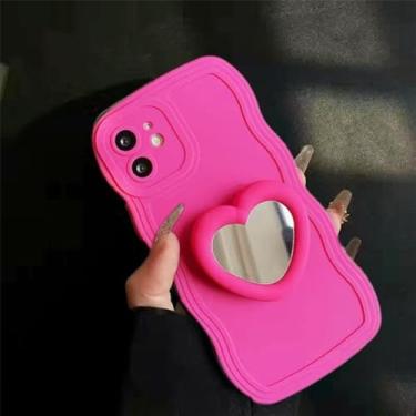 Imagem de Suporte de espelho de coração Capa de telefone Waves para OnePlus 9 Rt 11 11R 10R 9R 9RT 10T 8T ACE Pro Nord N20 5G CE 2 Lite CE2Lite Capa, espelho de coração vermelho, para Oneplus 9R