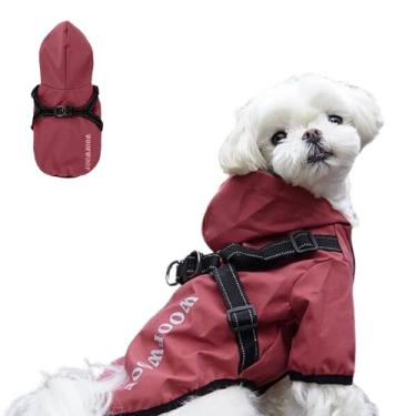 Imagem de HOSTPATH Capa de chuva para cães, peitoral para cães, respirável, impermeável, jaqueta de chuva refletiva, poncho com capuz para cachorros, pequenos e médios_2GG (vermelho), XGG