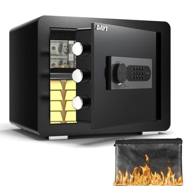 Imagem de DAYI Cofre, 2,5 metros cúbicos cofre para casa com bolsa à prova d'água à prova de fogo, cofre de segurança para dinheiro e objetos de valor, teclado eletrônico digital, sistema de alarme duplo,