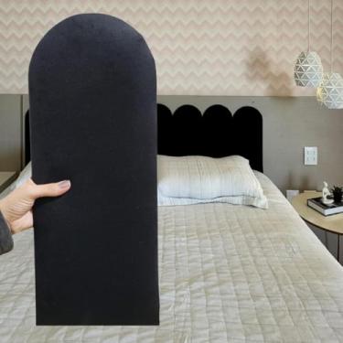 Imagem de Kit 7 Cabeceiras Estofada Modulada Adesiva 50x20 Nuvem Cama Solteiro Casal Queen King Modelo Cerquinha (Preto)