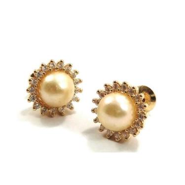 Imagem de Brinco de ouro 18k Princesa com Pérola - Elegancy Joias