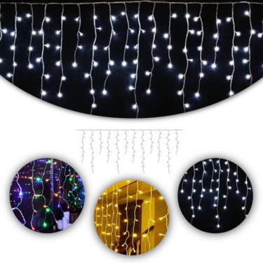 Imagem de Cascata 400 Leds Branco Frio Pisca 9,5 Metros Decoração Natal 8 Funçõe