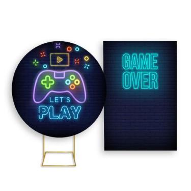 Imagem de Painel De Festa Redondo 1,50x1,50 + Painel Vertical 1,50x2,20 - Jogos 