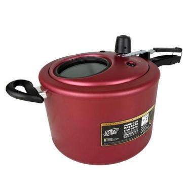 Imagem de Panela de pressao cor cereja com visor de vidro  superior fechamento i
