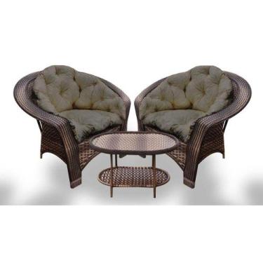 Imagem de Conjunto de Poltronas Fibra Sintética Cairo - 2 Poltronas + 1 Mesa Cen