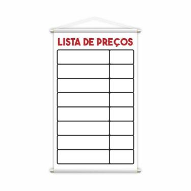 Imagem de Banner Lista De Preços Tabela Serviço Vendas Lona 80X50Cm - Plimshop