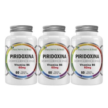Imagem de 4x Piridoxina Vitamina B6 60 Cápsulas 500mg Idr 100% - Flora Nativa, S