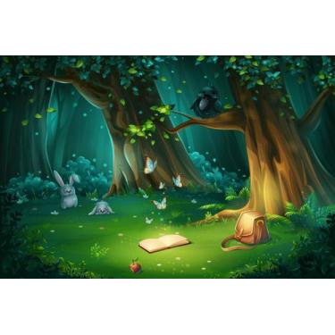 Imagem de Painel de Lona Floresta Mágica Animais e Fábulas - Fabrika de Festa, 3