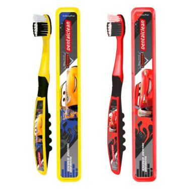 Imagem de Kit Escova de Dente Infantil com Porta Escovas Escolar Carros McQueen 