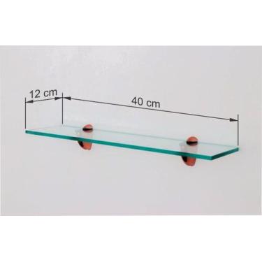 Imagem de Prateleira Vidro Incolor Suporte Bronze Sala Cozinha Inova Decor