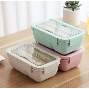 Imagem de Pote Marmita 2 Divisórias com Talher Fitness Lunch Box 850ml - novo se