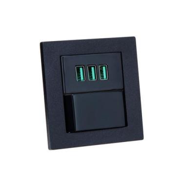 Imagem de Espelho Duplo Reto 3 USB 5.2A  1 Interruptor - CONNECT CAIXA TOMADA, P