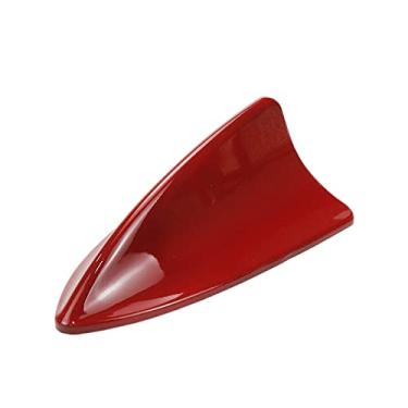Imagem de Modengzhe Antena de barbatana de tubarão de teto de carro vermelho decoração autoadesiva peça decorativa decorativa (15,5 x 9 cm)