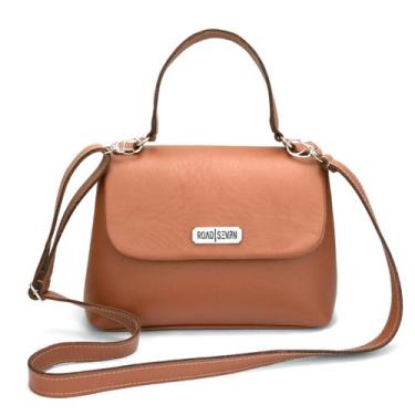 Imagem de Bolsa Feminina Clucth Couro Legitimo Alça de Mão e Transversal Caramel