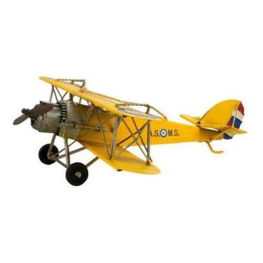 Imagem de Avião Amarelo Decorativo De Hélice Estilo Retrô Vintage 29cm - Skin Za