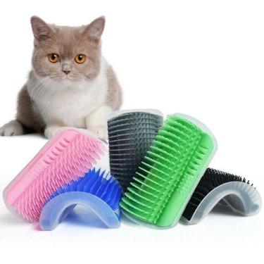 Imagem de Kit 2 escovas Massageadoras para Gatos com Catnip Escova de Parede E Q