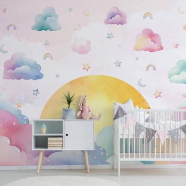 Imagem de Papel de Parede Quarto Menina Por do Sol Algodão Doce 9m² - Quartinhos