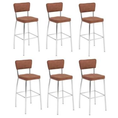 Imagem de Kit 6 banquetas haidê gourmet para bancada-assento facto fendi - GAT M