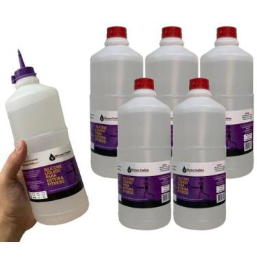 Imagem de Kit 5 Litros Silicone Profissional Para Lubrificar Esteira Elétrica Re