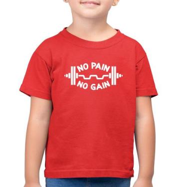 Imagem de Camiseta Algodão Infantil No Pain No Gain - Foca na Moda, Vermelho, 14