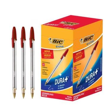 Imagem de Caneta Esferográfica Bic Ponta Média Cristal Vermelha c/50
