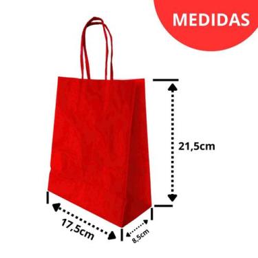 Imagem de 10 Sacola de Papel Kraft Coloridas Presente 17,5x8,5,x21,5cm - DB, Ver