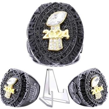 Imagem de noblehead Anel Troféu do Campeonato de Futebol de Fantasia de 2024 | Anel Campeão FFL Pesado | Troféu de Prêmio Banhado a Ouro Prateado para Vencedor da Liga de Futebol de Fantasia, 10, Metal,