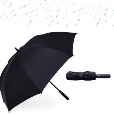 Imagem de Guarda Chuva Resistente Cabe 2 Pessoas Botão Automático Cabo de Borrac