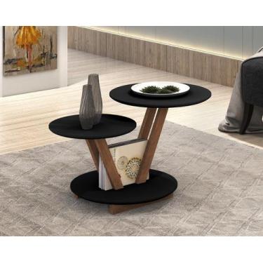 Imagem de Mesa De Centro Laguna Redonda 2 Andares Decorativa Moderna - Mobigu, P