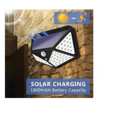 Imagem de Luminária Solar 100 Leds Bateria Luz Jardim Prova D'água - EMB ECOMMER