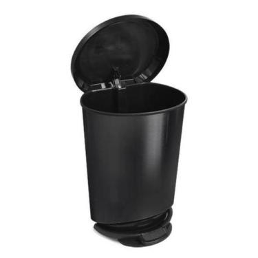 Imagem de Lixeira Preta Lisa C/ Pedal E Tampa LUXO 20 Litros Para Banheiro Escri