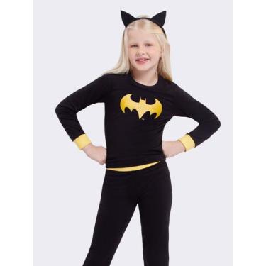 Imagem de Pijama Manga Longa Batgirl com Arquinho de Orelhas - Veggi, Preto, 14,