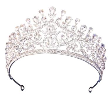 Imagem de WIOJEIGO Tiara feminina com coroa de cristal para casamento, coroas, princesa, strass, para aniversário, formatura, festa de formatura, prata 2