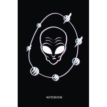 Imagem de Alien Notebook: Ufo Alien Holding Planets | Alien Journal, Lined Journal Ufo, Ufo Journal, Lined Journal Alien, Size 6 X 9", 120 Pages.