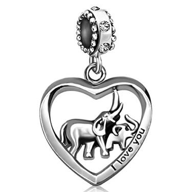 Imagem de JMQJewelry pingentes de elefante mãe coração amor bebê criança pedra do mês pingentes para pulseiras Mom Dad Gifts