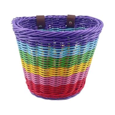 Imagem de EIRONA Cesta de Guidão de Bicicleta para Crianças, Bicicleta de Equilíbrio, Scooter, Triciclo, Armazenamento de Bicicleta com Decalque Faça Você Mesmo, Colorido