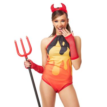 Imagem de Fantasia Carnaval Diabinha Foguinha Body Feminino Adulto
