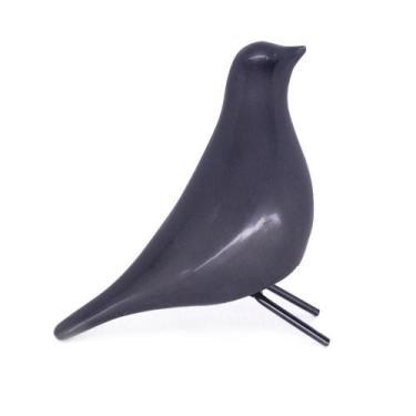 Imagem de Escultura Pássaro Pomba Cerâmica Para Escritório Preto 15 Cm F04 - D'r