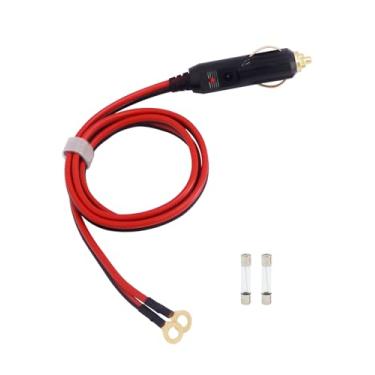 Imagem de YIWOFUWO Plugue Macho 13Awg Para Acendedor De Cigarro Macho Para Serviço Pesado, Plugue De Substituição Para Adaptador De Energia De Carro De 12 V Com Luzes Led E Fusível De 20 A (3 Pés)